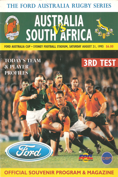 1993 Australia v South Africa  Rugby Programme